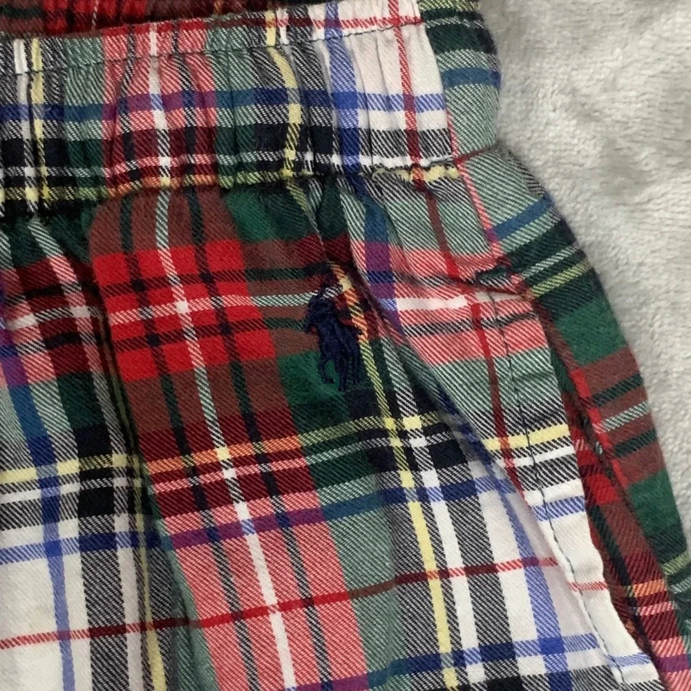 Polo Ralph Lauren Tartan Plaid Pajama Pants Mens M Red Green Cotton Pony Lounge